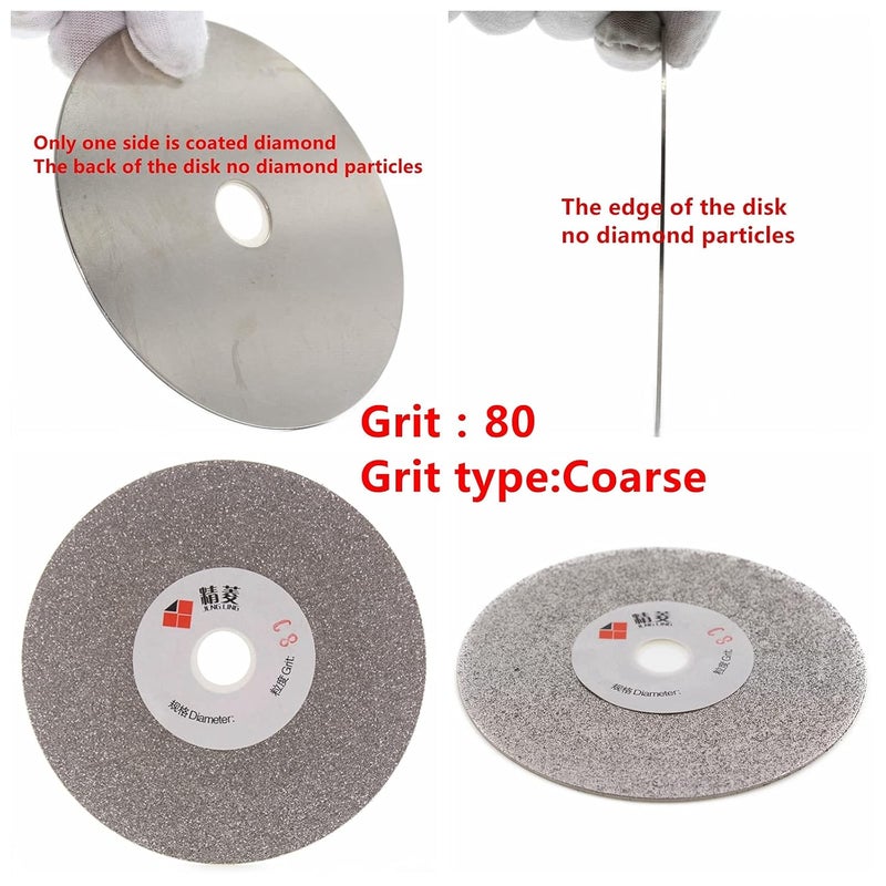 Jingling 4 inch 100mm Diamond Flat Lap Disc Grinding Disk Arbor 5/8 Grit 80 Coarse - Image 4